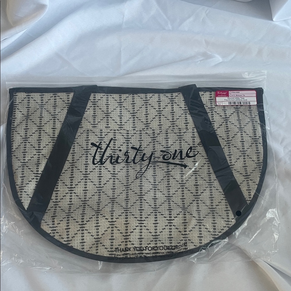 Thirty-One Black and Cream Tote Bag